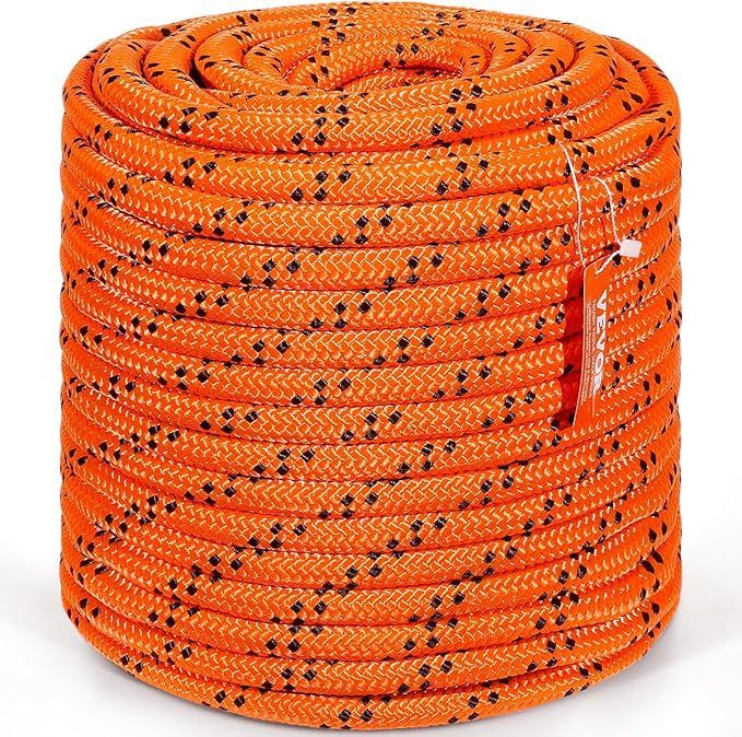 A roll of orange rope with black dots on it