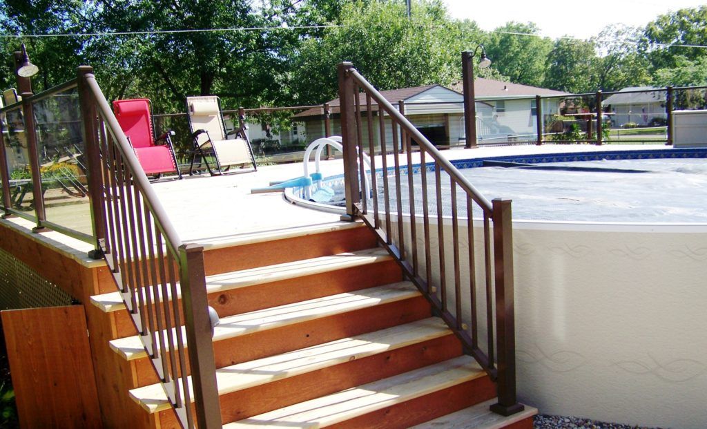 Westbury Aluminum Step Railing at a pool