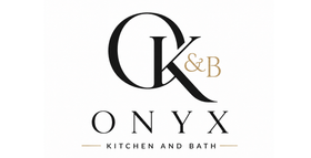 ONYX Kitchen and Bath logo with stylized “O K & B” in black and gold on a white background
