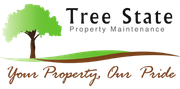 The logo for tree state property maintenance shows a tree on a hill.