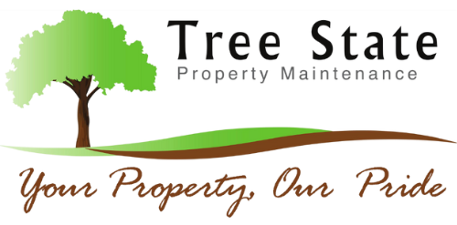 The logo for tree state property maintenance shows a tree on a hill.