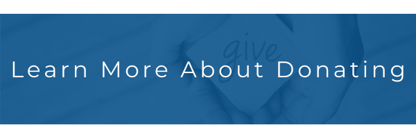 Blue banner reading “Learn More About Donating”