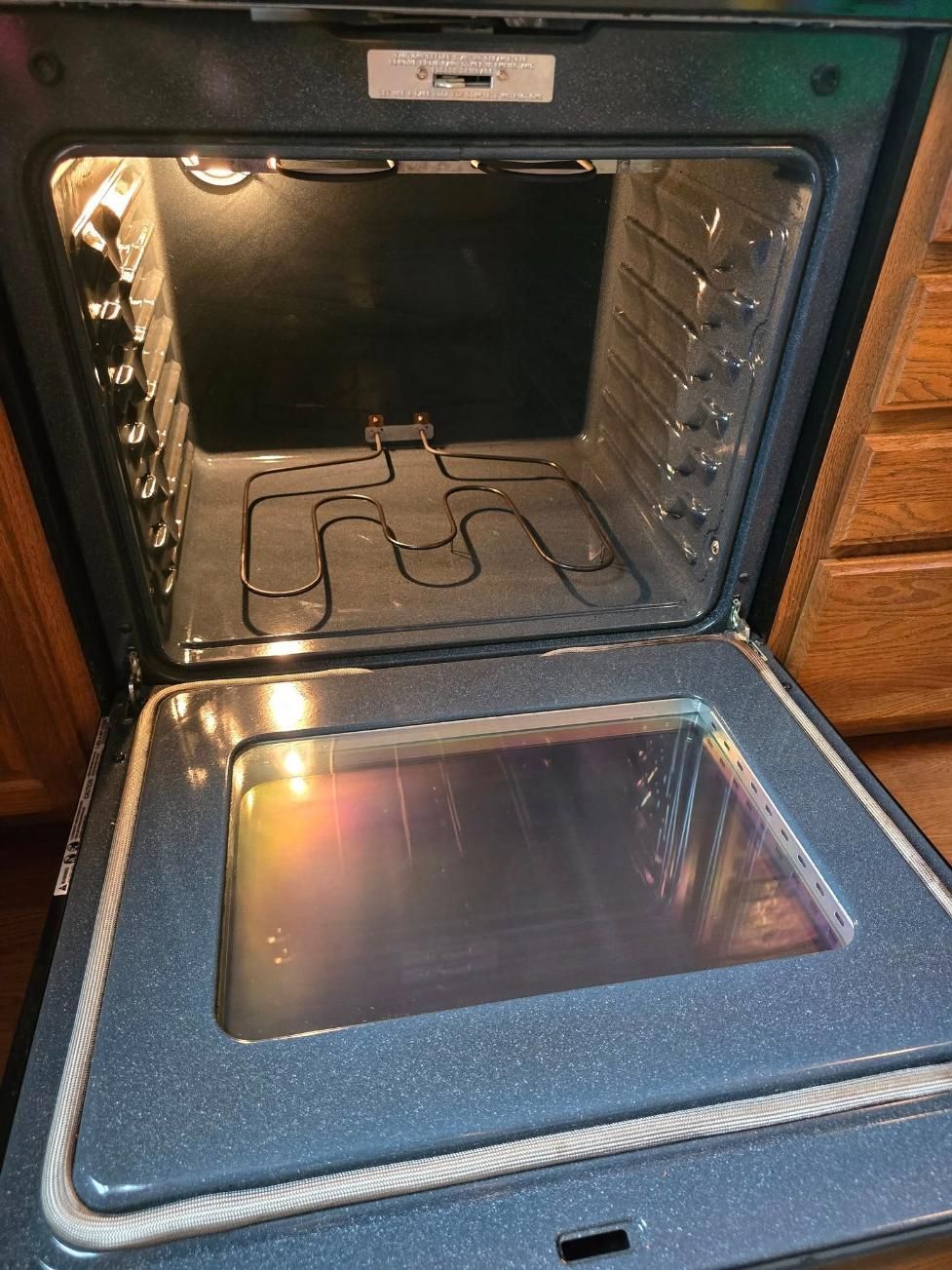 After cleaning an open, empty oven.