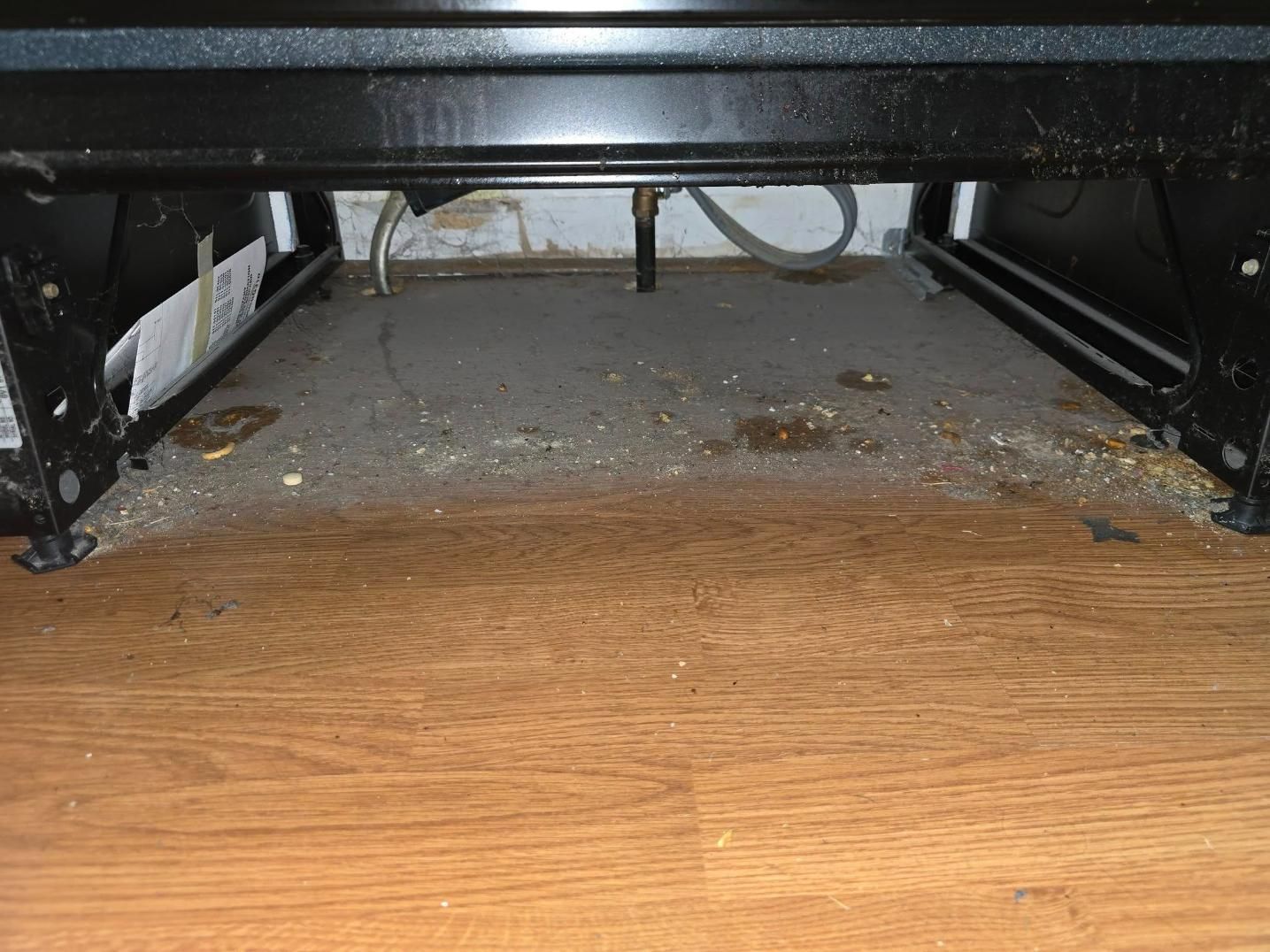 After cleaning underside of a kitchen stove.