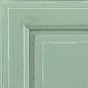 Light green distressed wood panel with recessed square.
