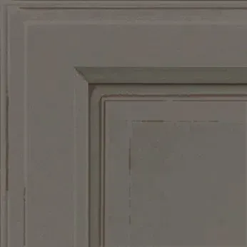 Gray painted cabinet door corner detail.
