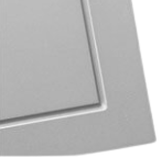 Close-up of a gray recessed panel with a rectangular design.