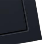 Black rectangle with a thin, raised border.