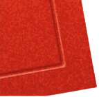Red square mat with a recessed border.
