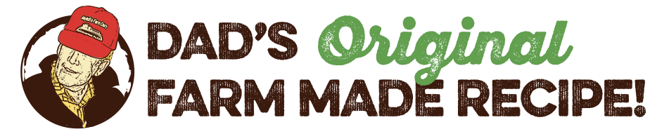 A logo for dad 's original farm made recipe