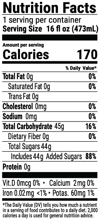  Homestyle Sweet Tea Nutrition Label