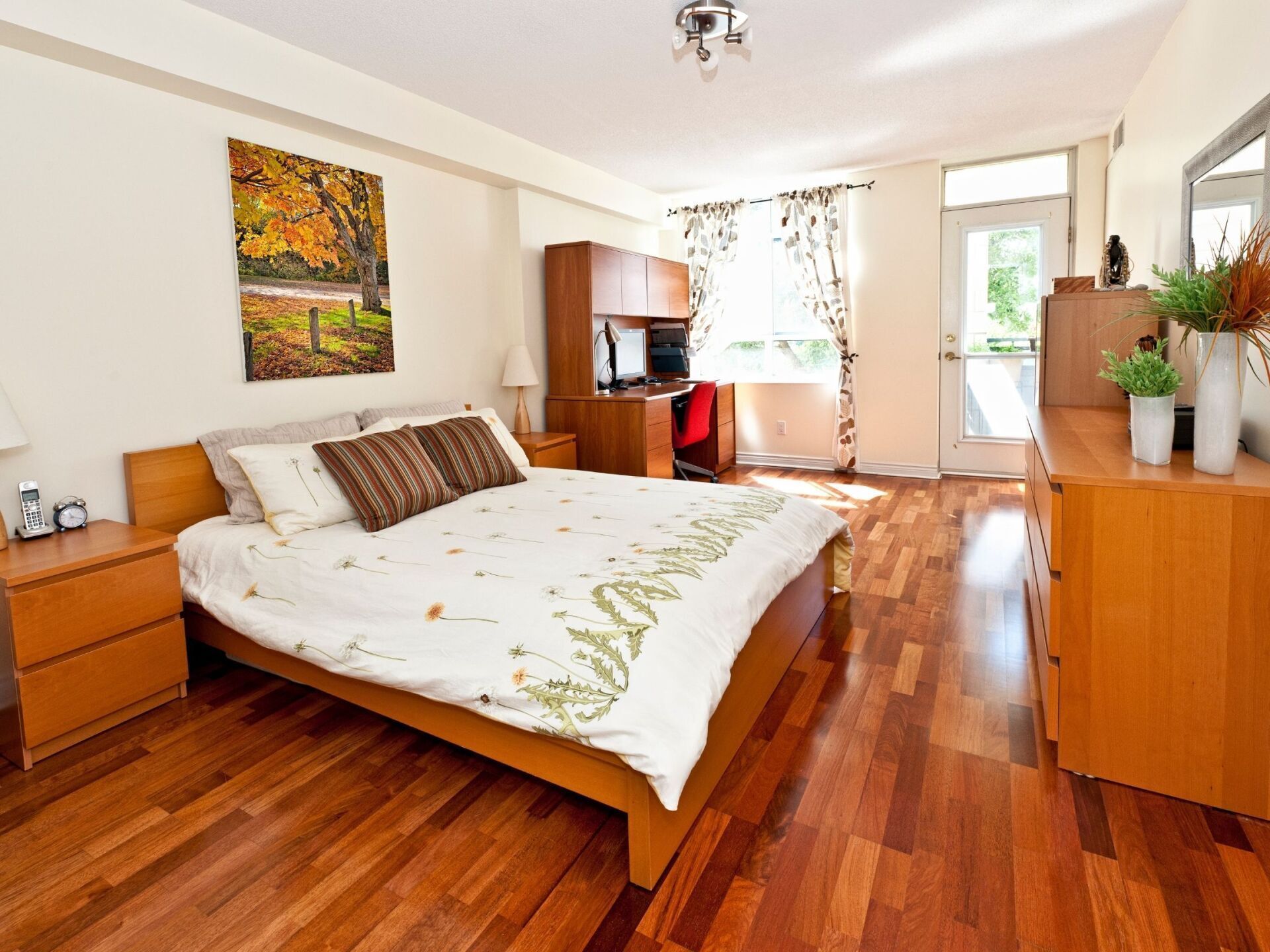 bedroom with refinished hardwood floor in nova scotia