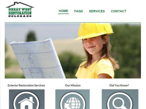 Website homepage with a young person in a yellow hard hat holding a blueprint.