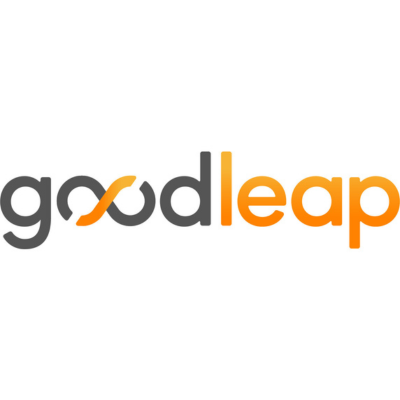 The logo for goodleap is orange and black on a white background.