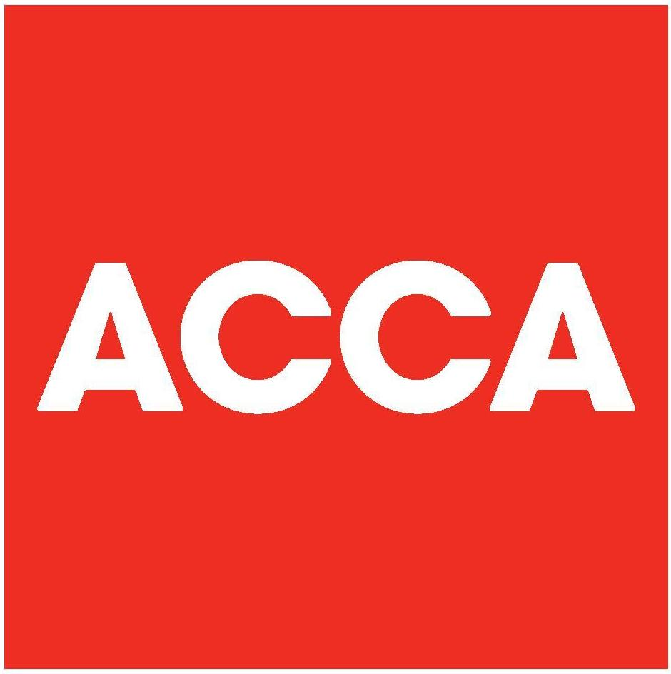 Acca is written in white on a red background