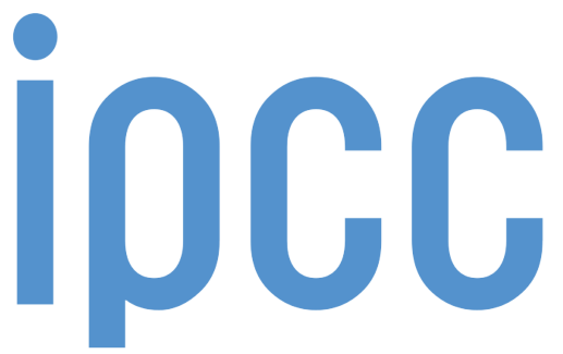 A blue ipcc logo on a white background