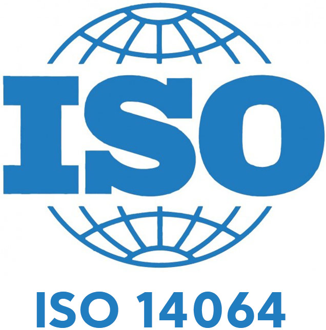 A blue iso logo with a globe in the middle