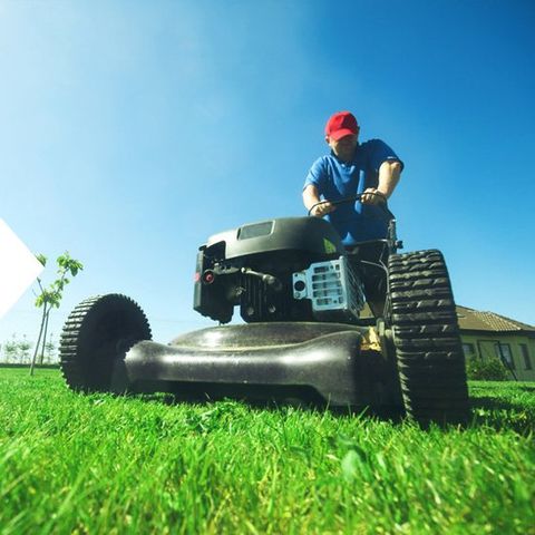 lawn mower being used