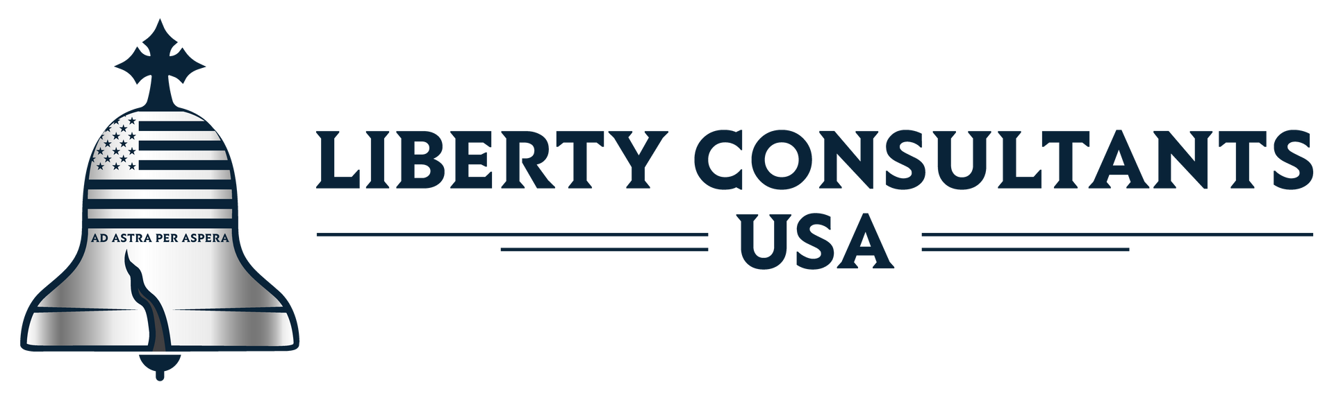 The logo for liberty consultants usa has a bell on it