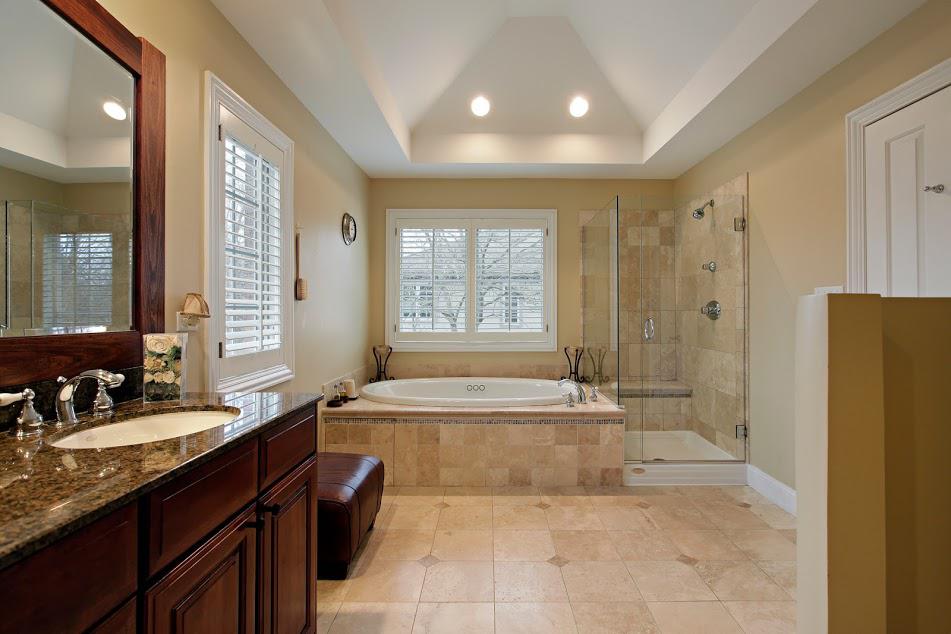Modern Bathroom With Ceramic Tiles — West Jordan, UT — House Of Drapery & Blinds