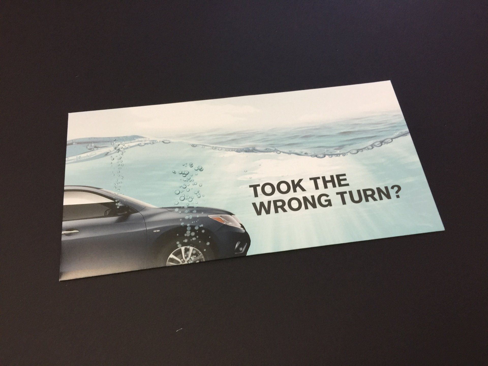 a evelope that says took the wrong turn on it