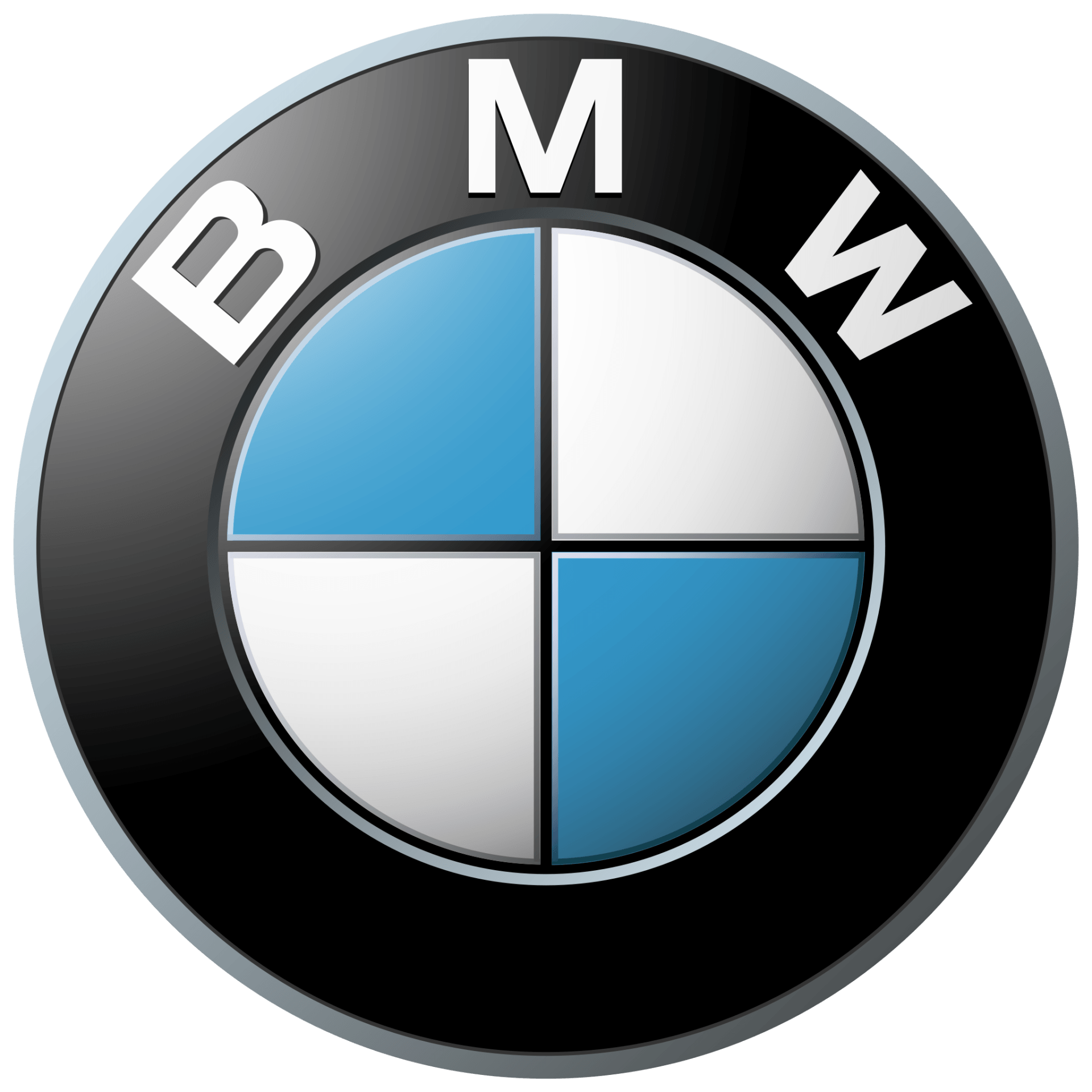 a blue and white bmw logo on a black background