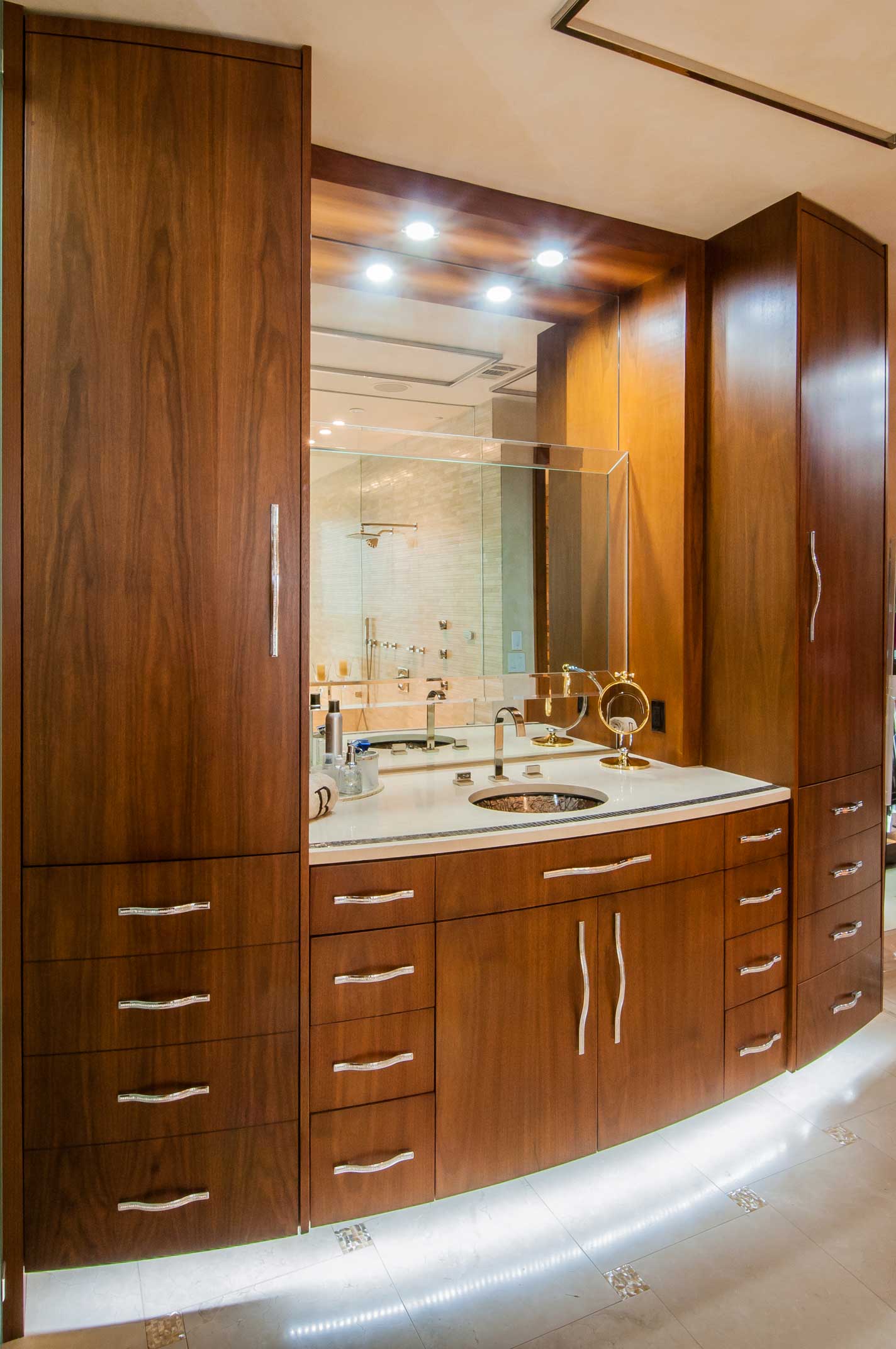 Masculine Wooden, Bathroom Vanity with Linen Cabinets