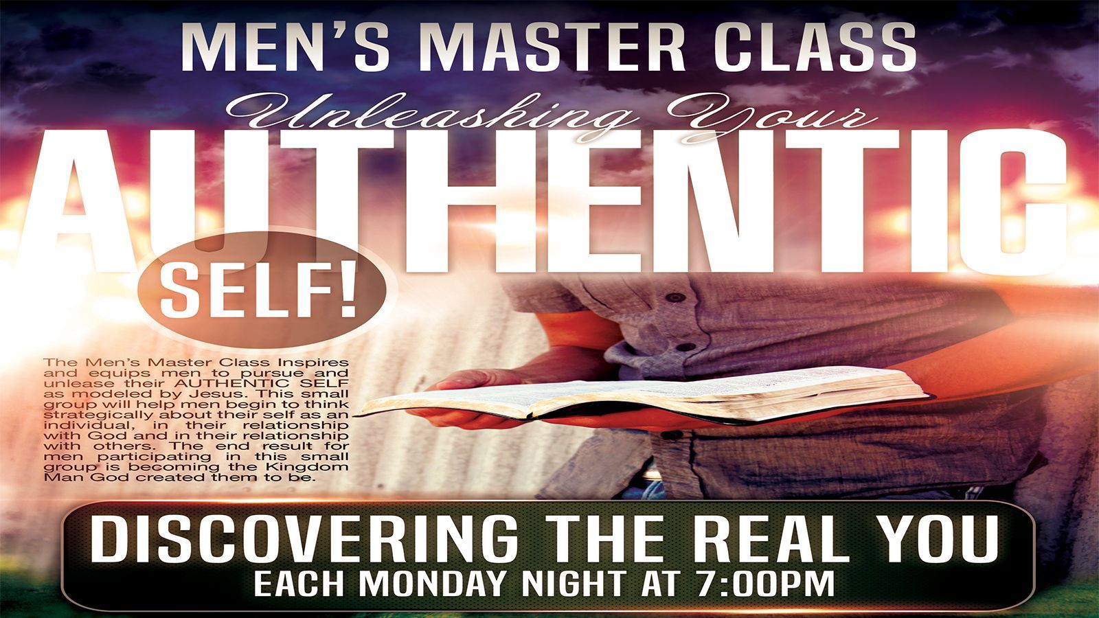 A poster for men 's master class authentic self