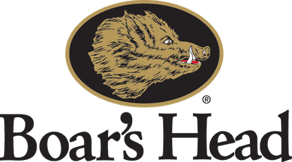 A logo for boar 's head with a picture of a boar in the middle.