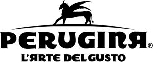 A black and white logo for perugina l' arte del gusto