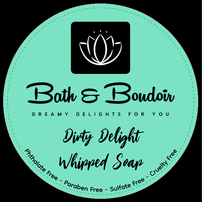 A round, mint-green product label for 