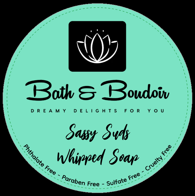 A circular teal label for 