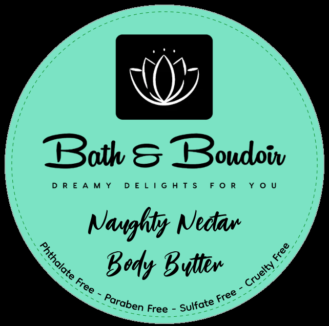 A circular teal product label for 