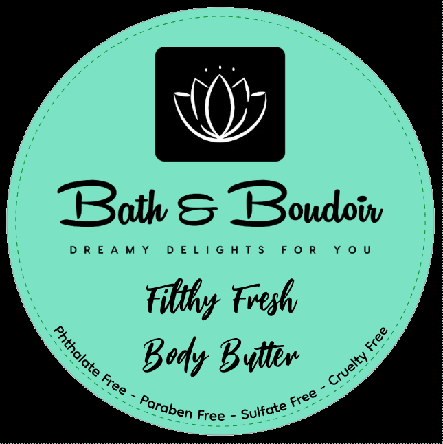 A circular, mint green product label for 