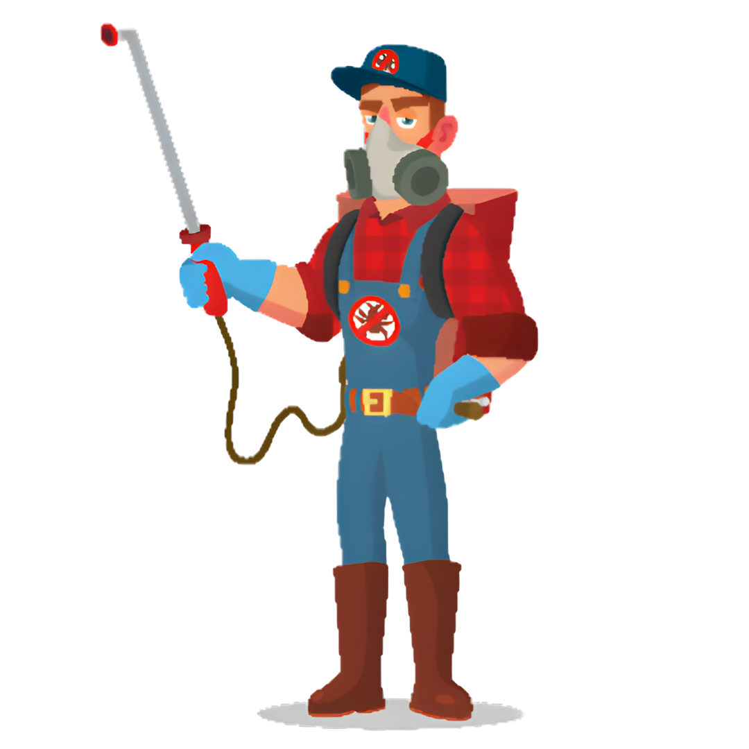 A black spider silhouette inside a red circle with a diagonal slash through it, signifying a prohibition of spiders.