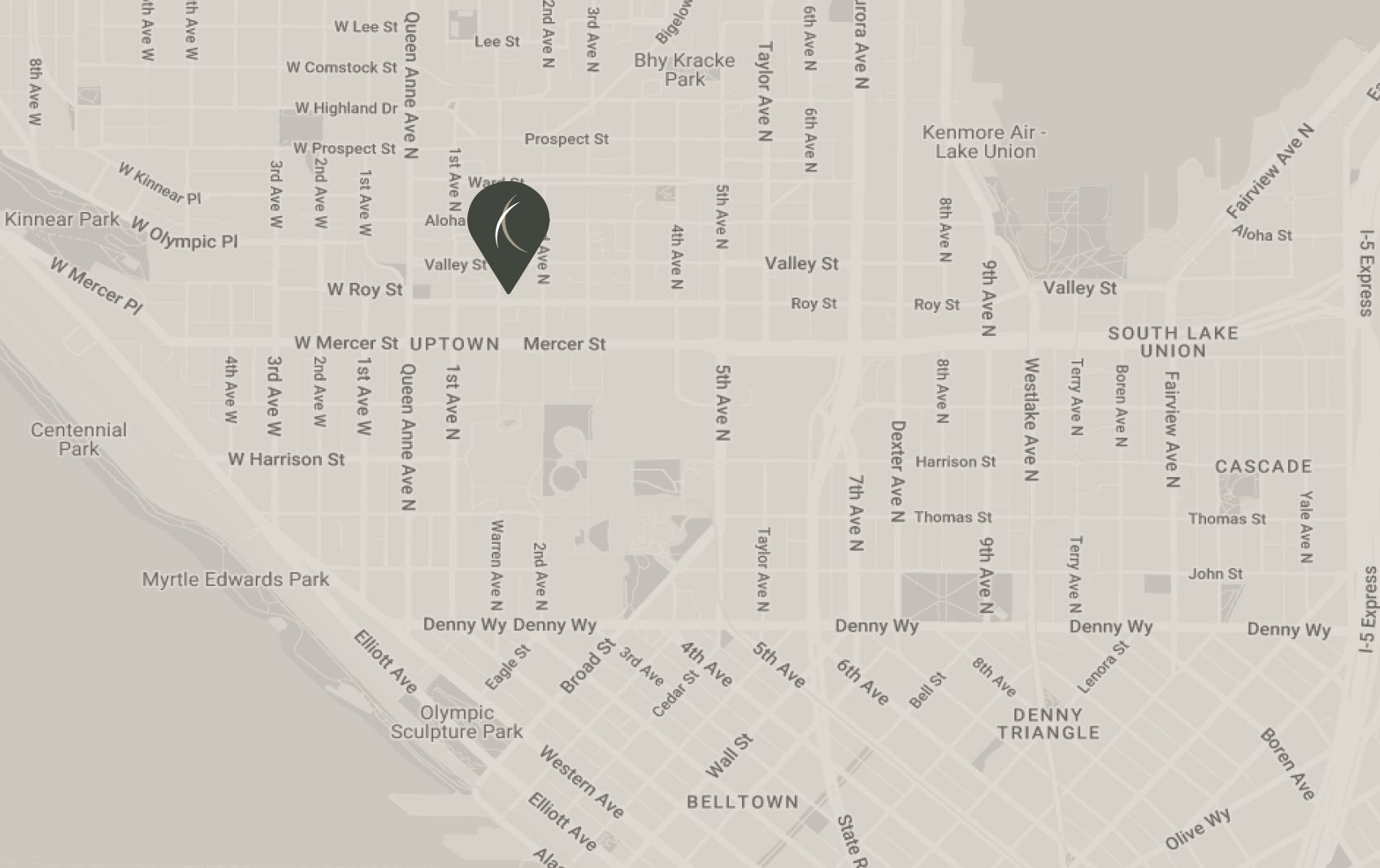 A map of a city with a black circle in the middle