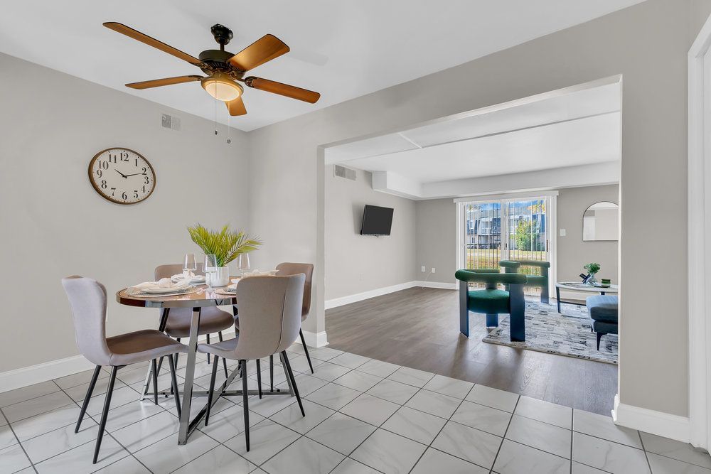 Bright living area with modern finishes at Town Bank Manor