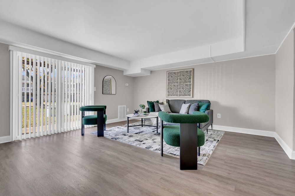 Bright living area with modern finishes at Town Bank Manor