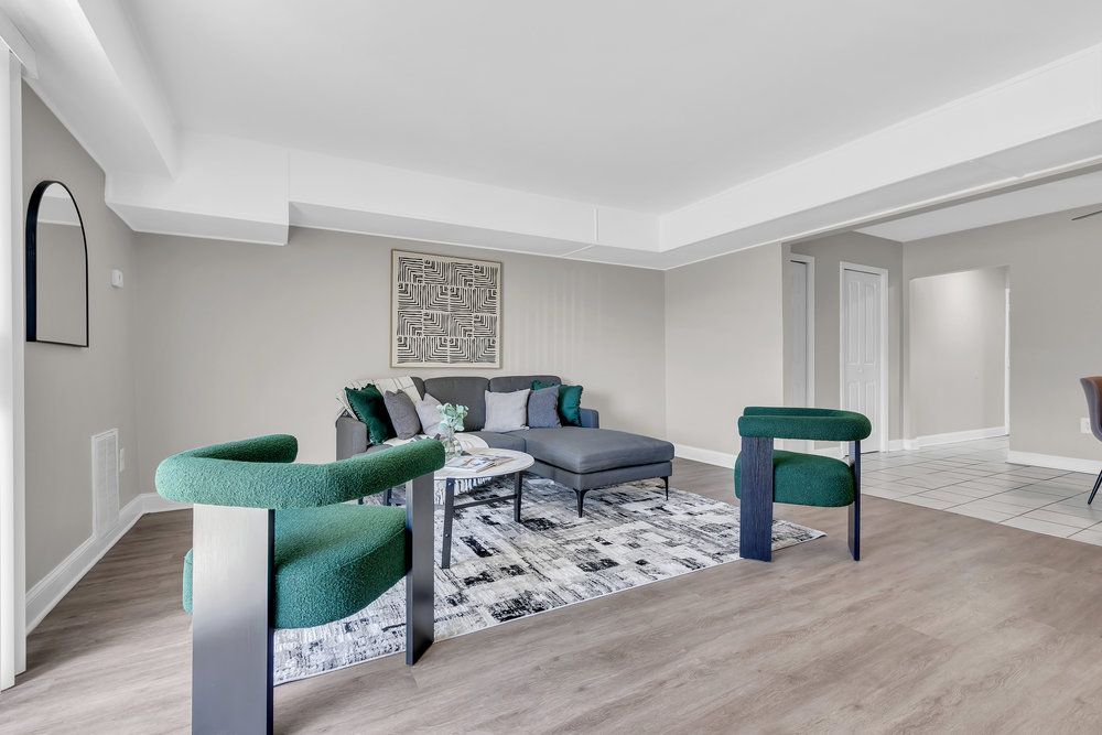 Bright living area with modern finishes at Town Bank Manor