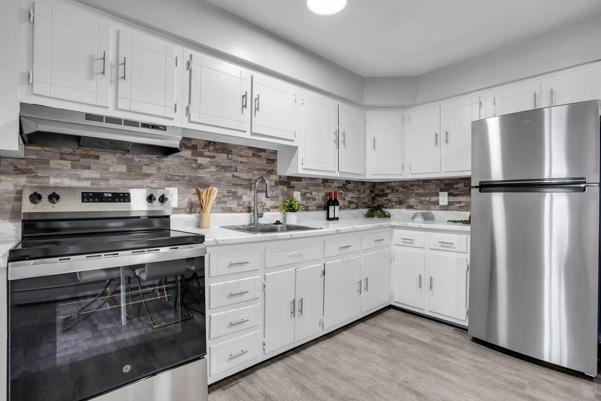 Modern kitchen with stainless appliances at Town Bank Manor Apartments, Town Bank NJ