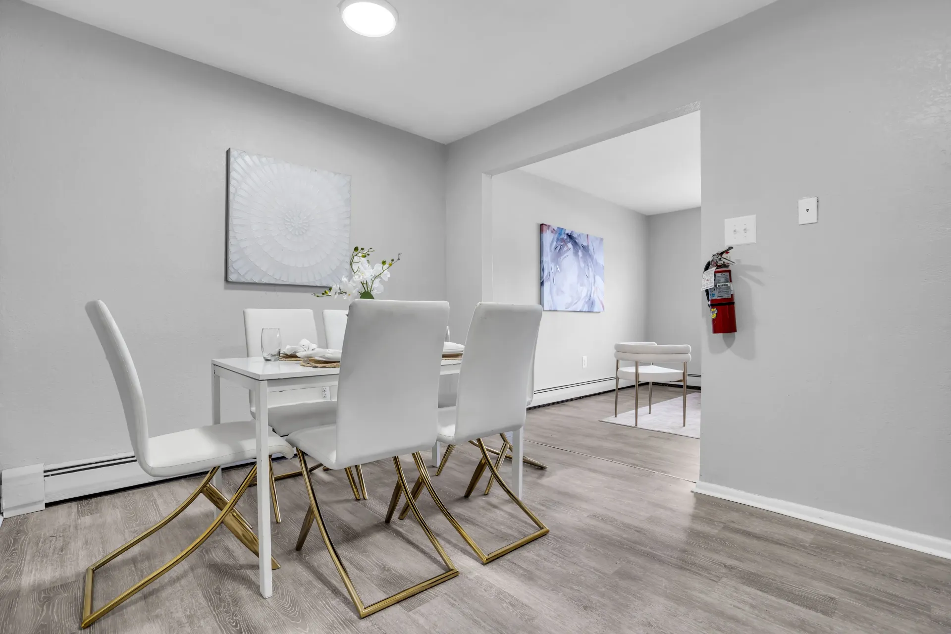 Open dining area with hardwood floors at Town Bank Manor Apartments in Town Bank, NJ