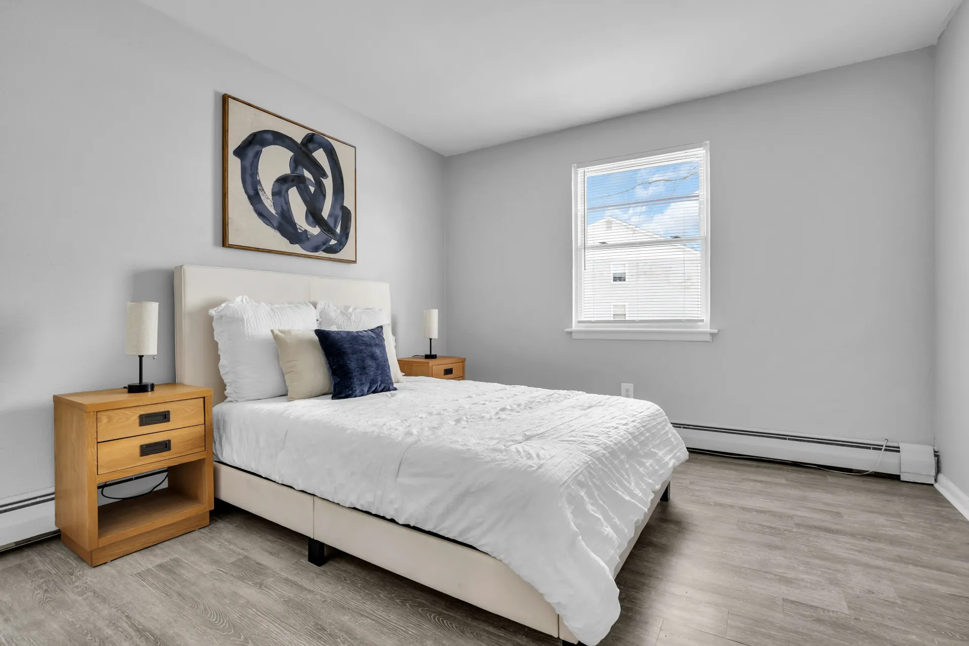 Furnished bedroom with natural light at Town Bank Manor Apartments in Town Bank, NJ