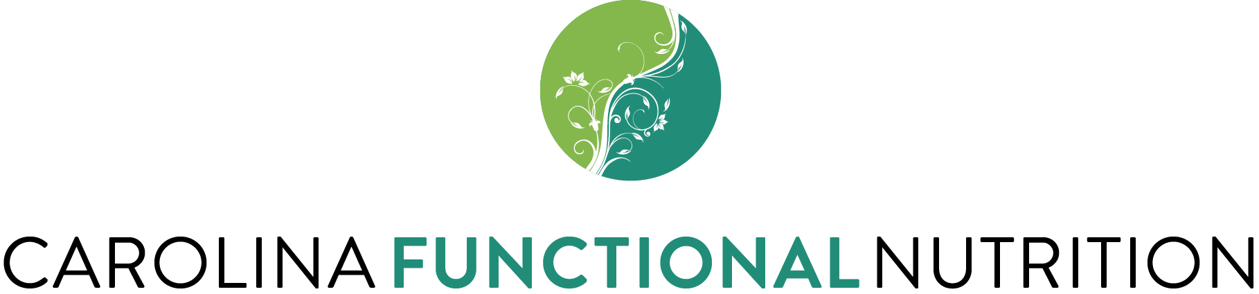 The logo for carolina functional nutrition is a green and white circle.