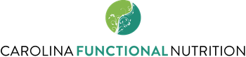The logo for carolina functional nutrition is a green and white circle.