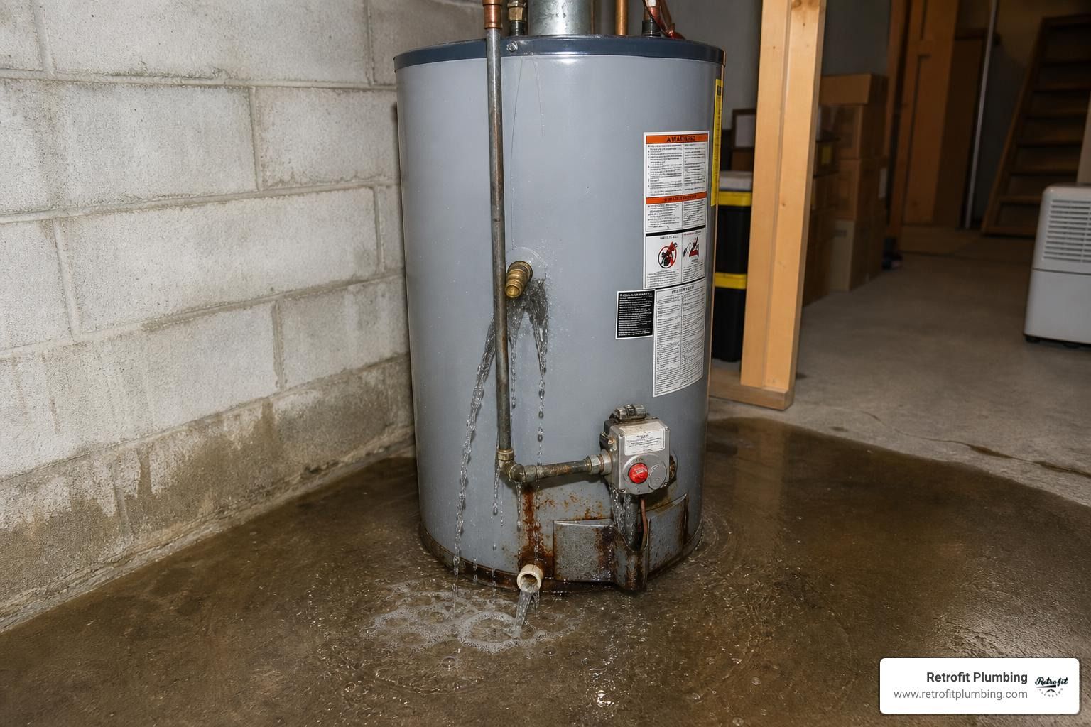 broken hot water heater emergency