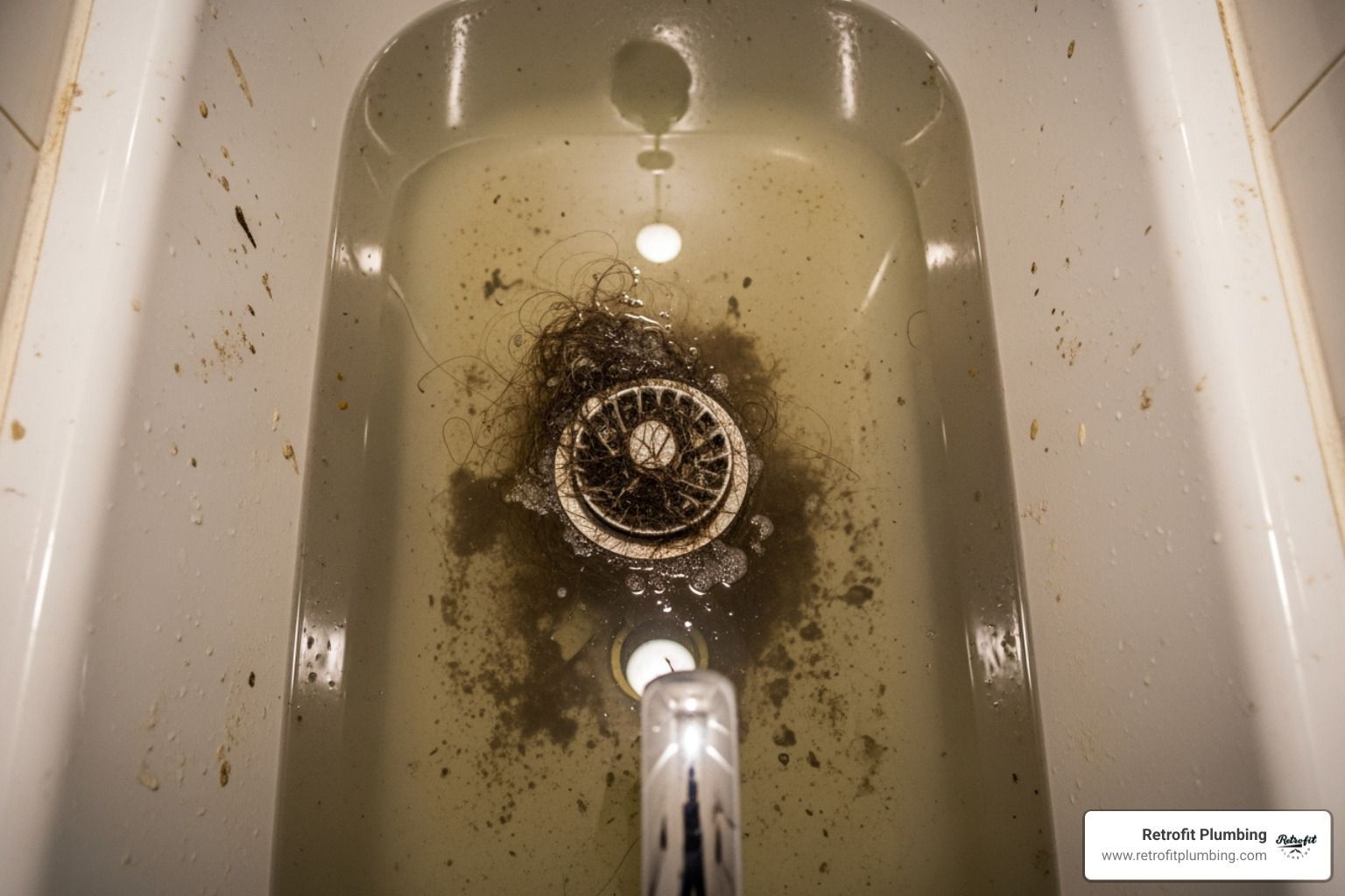 clogged bathtub standing water hair buildup - clogged bathtub fix