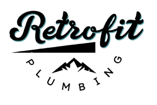 The logo for Retrofit plumbing is black and teal.