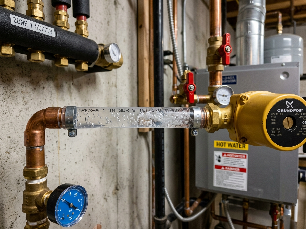 Hydronic heating system with air bubbles - air in hydronic heating system