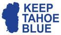 A logo that says `` keep tahoe blue '' with a map of tahoe on it.