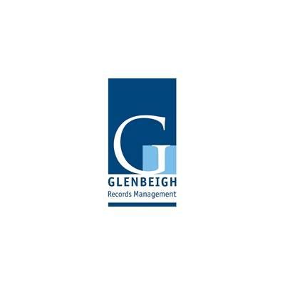 the logo for glenbeigh records management is blue and white .
